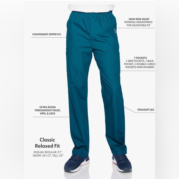 Landau Caribbean blue extra small elastic waist Medical scrubs classic fit - Picture 2 of 5